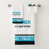 Felix-naam: sportmonogram blauw wit bad handdoek (Insitu)