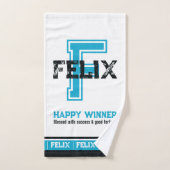 Felix-naam: sportmonogram blauw wit bad handdoek (Handdoek)