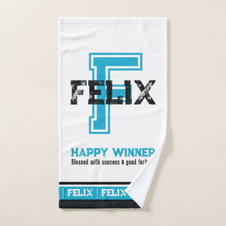 Felix-naam: sportmonogram blauw wit bad handdoek
