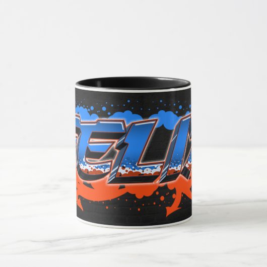 Felix Vorname Name Graffiti blue orange Tasse Mok (Midden)