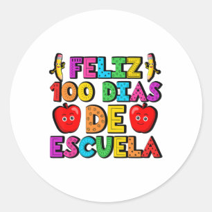 Feliz 100 Dias de Escuela 100 dagen van school Spa Ronde Sticker