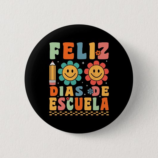 Feliz 100 Dias de Escuela Groovy 100 dagen Spaans Ronde Button 5,7 Cm (Voorkant)