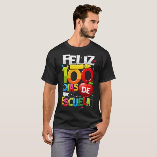 Feliz 100 Dias De Escuela Spain Happy 100th Day T-shirt (Voorkant volledig)