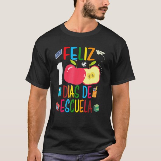 Feliz 100 Dias De Escuela Spanish Happy 100th Day T-shirt (Voorkant)