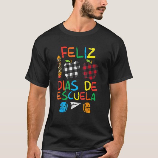 Feliz 100 Diaz De Escuela 00th Day School Spanish  T-shirt (Voorkant)