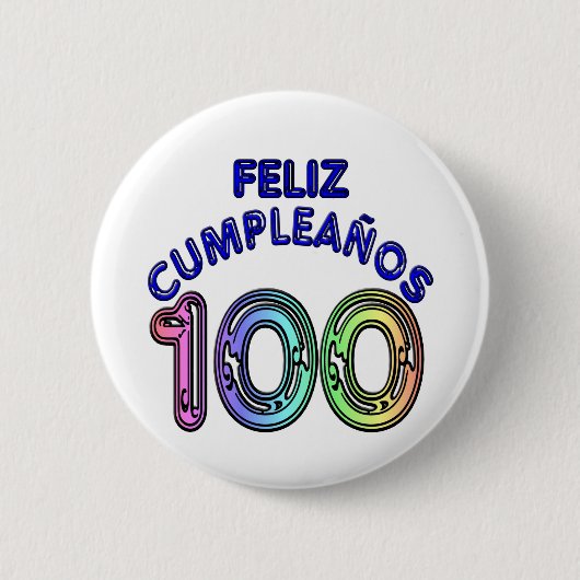 Feliz 100th Cumpleaños Ronde Button 5,7 Cm (Voorkant)