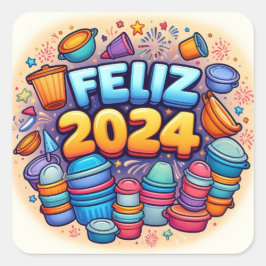 Feliz 2024! vierkante sticker