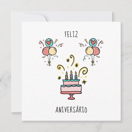 Feliz Aniversário | Happy Birthday Kaart (Voorkant)