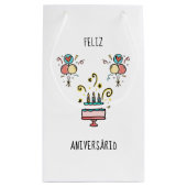 Feliz Aniversário | Happy Birthday Klein Cadeauzakje (Achterkant)
