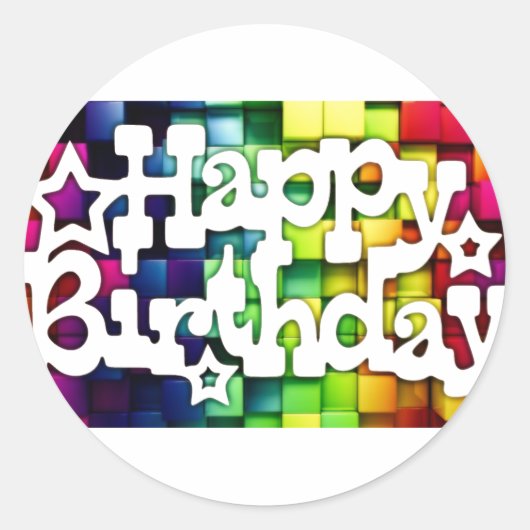Feliz Aniversário - Happy Birthday Ronde Sticker (Voorkant)