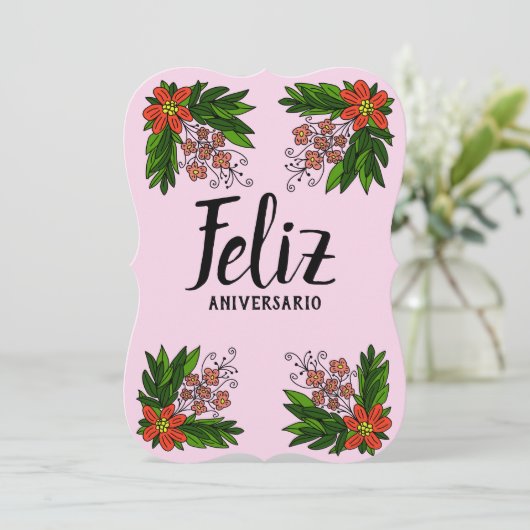 Feliz aniversario kaart (Staand voorkant)