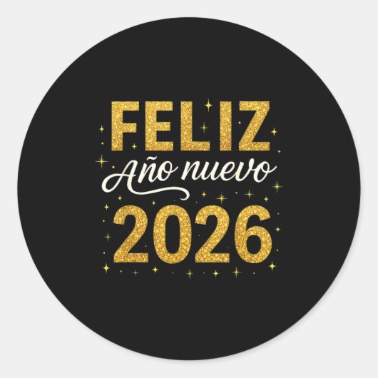 Feliz Año Nuevo 2026 New Year Spanish Fiesta Firew Ronde Sticker (Voorkant)