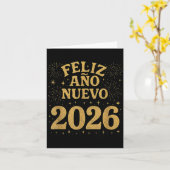 Feliz Año Nuevo 2026 Spanish Fireworks New Year Fi Kaart (Gele Bloem)
