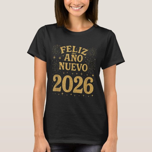 Feliz Año Nuevo 2026 Spanish Fireworks New Year Fi T-shirt (Voorkant)