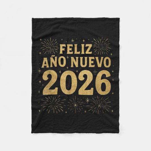 Feliz Año Nuevo 2026 Spanish New Year Gold Firewor Fleece Deken (Voorkant)