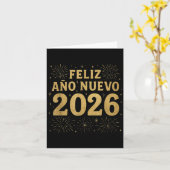 Feliz Año Nuevo 2026 Spanish New Year Gold Firewor Kaart (Gele Bloem)