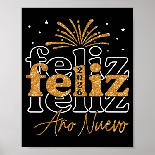 Feliz Año Nuevo 2026 Spanish New Years Eve Party  Poster (Voorkant)