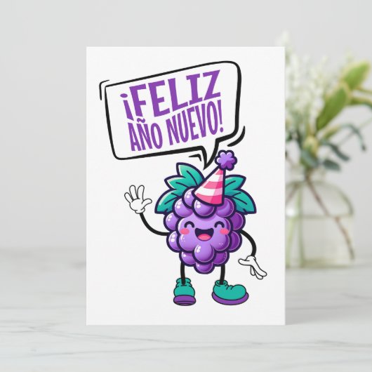 Feliz Año Nuevo Uvas Spaans Gelukkig Nieuwjaar Kaart (Staand voorkant)