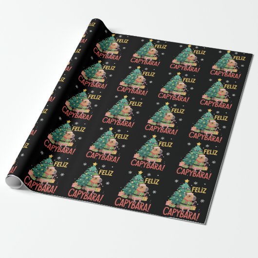 Feliz Capybara Elf Xmas Christmas Tree  Cadeaupapier (Uitgerold)