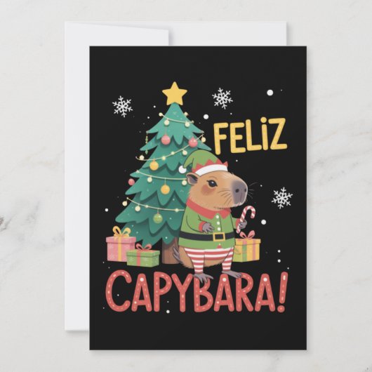 Feliz Capybara Elf Xmas Christmas Tree  Kaart (Voorkant)