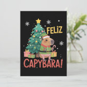 Feliz Capybara Elf Xmas Christmas Tree  Kaart (Staand voorkant)