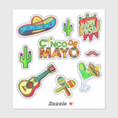 Feliz CINCO DE MAYO Fiesta Mexico Vlag Pack Set Sticker (Vel)