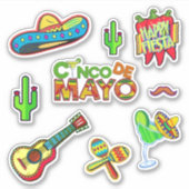 Feliz CINCO DE MAYO Fiesta Mexico Vlag Pack Set Sticker (Voorkant)