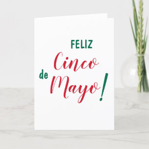 Feliz Cinco de Mayo Green White Red Script Brush Kaart