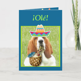 "¡ Feliz Cinco DE Mayo!" Kaart w/Basset & Drinken