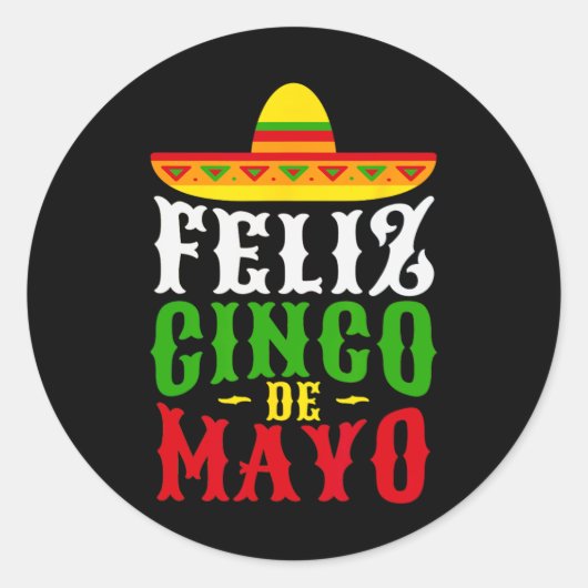 Feliz Cinco De Mayo Mexicaanse feestdag Ronde Sticker (Voorkant)