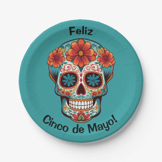 Feliz Cinco de Mayo. suikerschedel Papieren Bordje (Voorkant)
