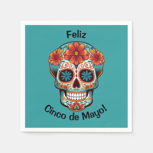 Feliz Cinco de Mayo. suikerschedel Servet (Voorkant)