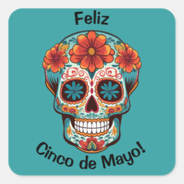 Feliz Cinco de Mayo. suikerschedel Vierkante Sticker