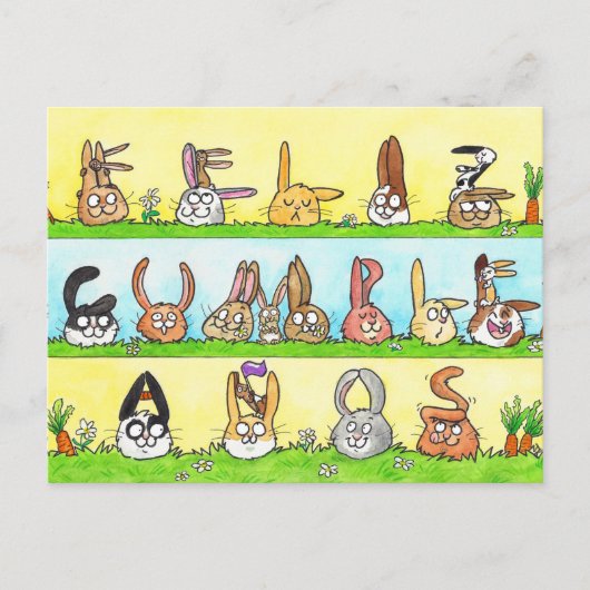 Feliz Cumpleaños Bunnies Briefkaart (Voorkant)