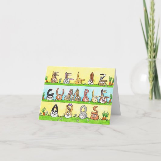 Feliz Cumpleaños Bunnies Wenskaart Bedankkaart (Voorkant)