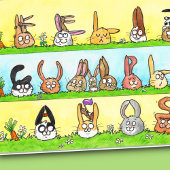 Feliz Cumpleaños Bunnies Wenskaart Bedankkaart