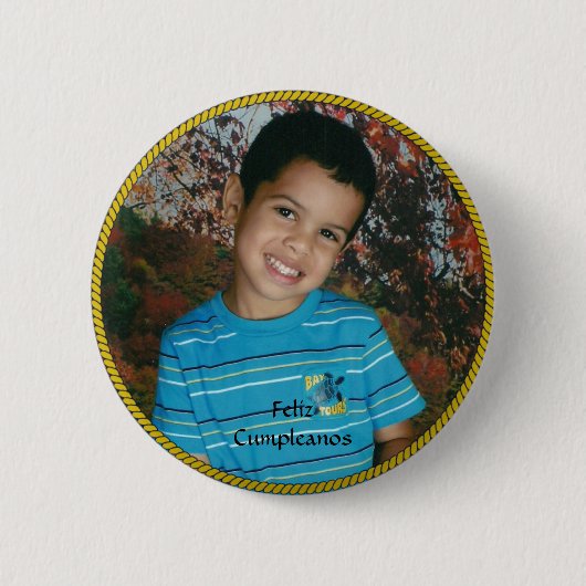 Feliz Cumpleanos Circle Fotosjabloon Ronde Button 5,7 Cm (Voorkant)