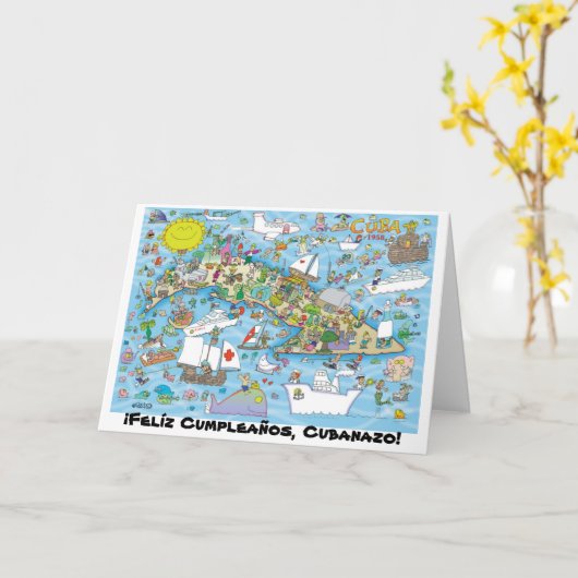 ¡Felíz Cumpleaños, Cubanazo! Kaart (Gele Bloem)