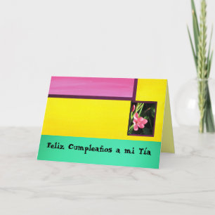 Feliz Cumpleaños een mi Tía - Roze Bloem Kaart