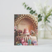 “Feliz Cumpleaños” Elegant Pink & Gold Birthday Briefkaart (Staand voorkant)