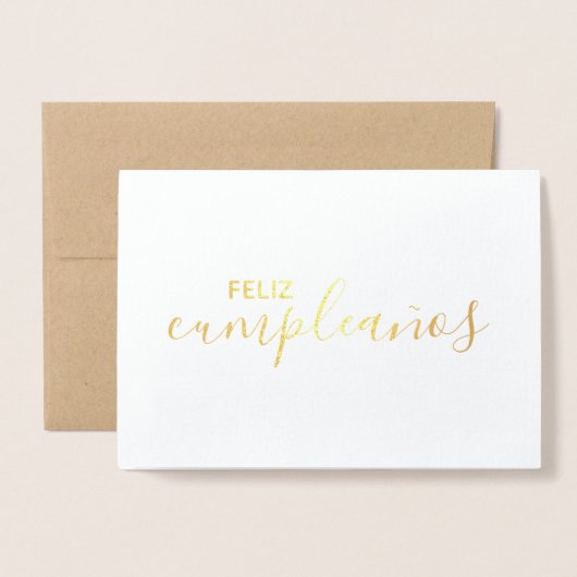 Feliz Cumpleaños Elegant Spanish Happy Birthday Folie Kaarten (Voorkant met envelop)