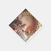 “Feliz Cumpleaños” Elegante Roze & Gouden Verjaard Servet (Hoek)