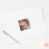 “Feliz Cumpleaños” Elegante Roze & Gouden Verjaard Vierkante Sticker (Envelop)