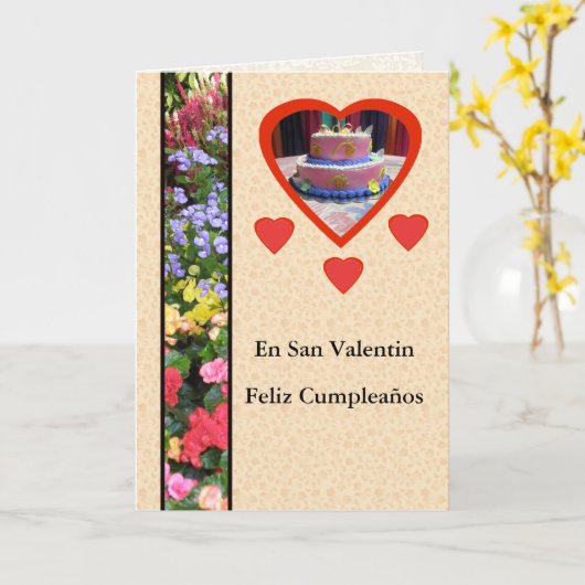 Feliz Cumpleaños Engelse Dia San Valentin Femenino Kaart (Gele Bloem)