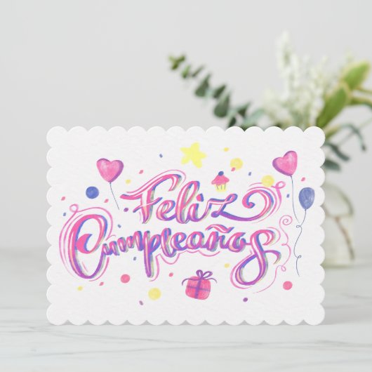 Feliz Cumpleanos Feestdagenkaart (Staand voorkant)