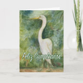 Feliz Cumpleaños Garza blanca Egret Spain B-Day Kaart (Voorkant)