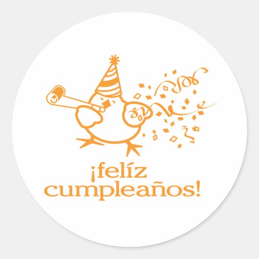 Feliz Cumpleaños! = Gefeliciteerd met je verjaarda Ronde Sticker (Voorkant)