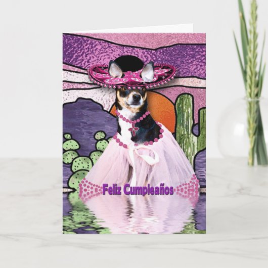 Feliz Cumpleaños (Gelukkige Verjaardag) Chihuahua Kaart (Voorkant)