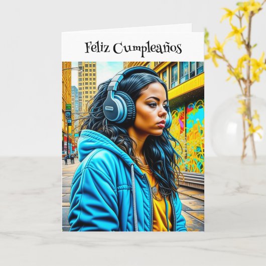 Feliz Cumpleaños Gelukkige Verjaardag in het Spaan Kaart (Gele Bloem)