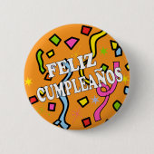 Feliz Cumpleanos Happy Birthday in het Spaans Ronde Button 5,7 Cm (Voorkant)